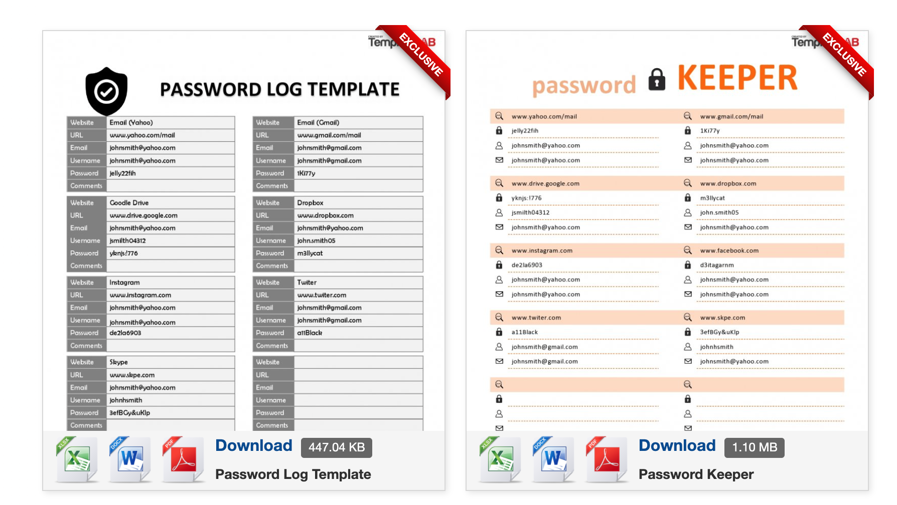Excel Password Template
