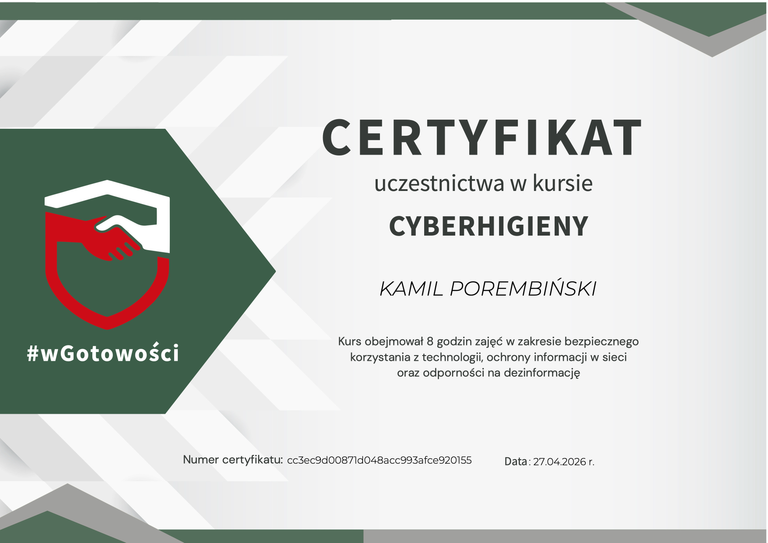'wGotowości' Cyber Hygiene Course