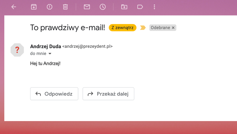 Fałszywy email od Andrzeja