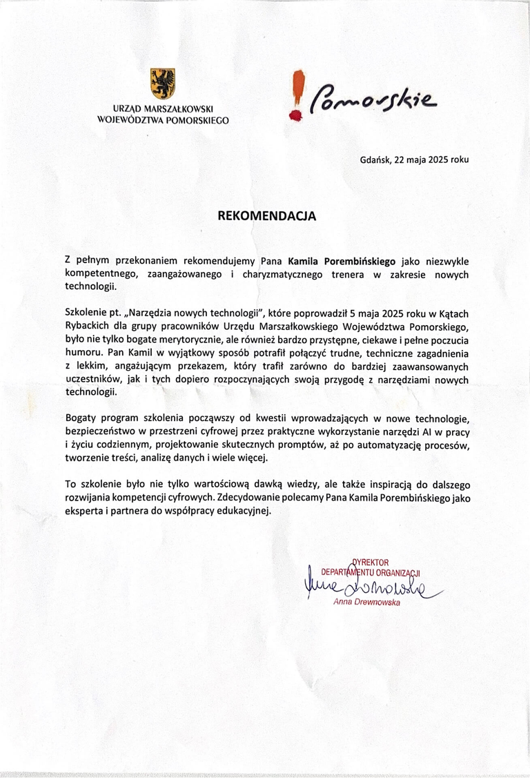 Referencje Województwa Pomorskiego